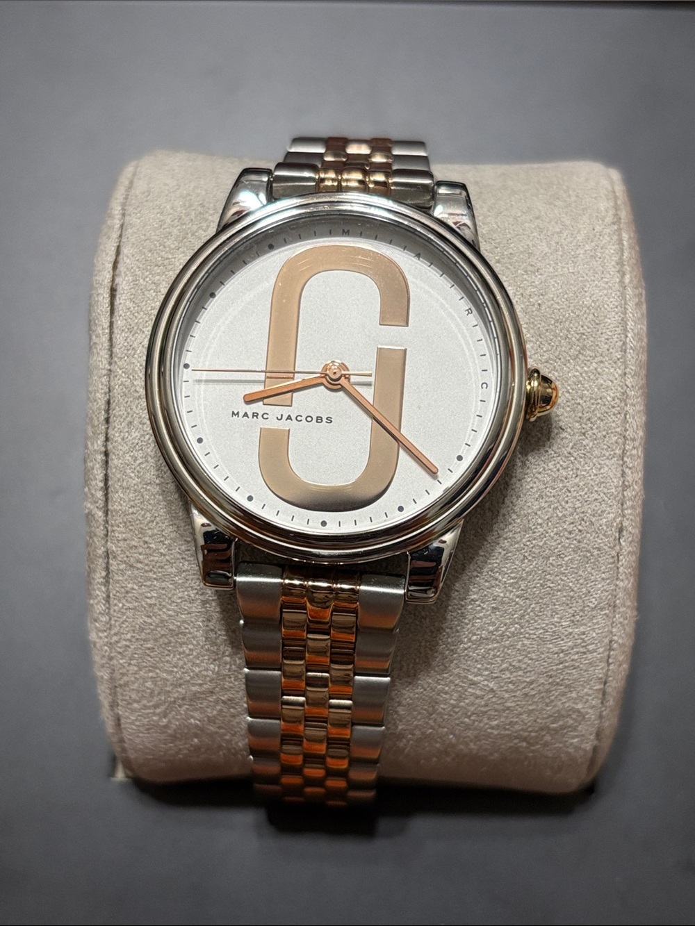 Marc Jacobs Two-Tone Silver and Rose Gold Dial Logo Watch